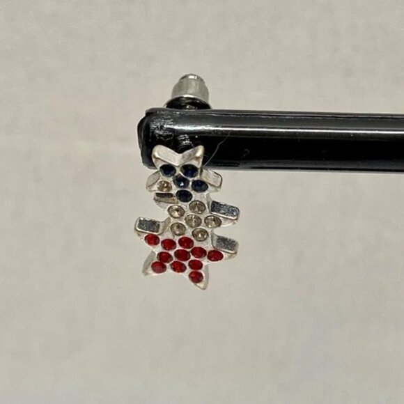 Patriotic Earrings Red White Blue Bold Rhinestone July 4th Star Earring Pair New - Picture 2 of 7